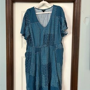 Torrid Blue Patchwork Midi Dress
